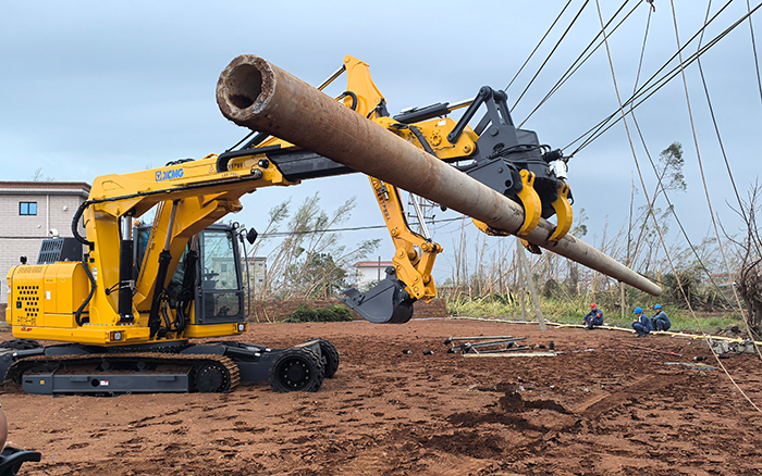 “摩羯”來襲，徐工開挖立桿一體機(jī)跑贏時間助力抗災(zāi)復(fù)電搶修